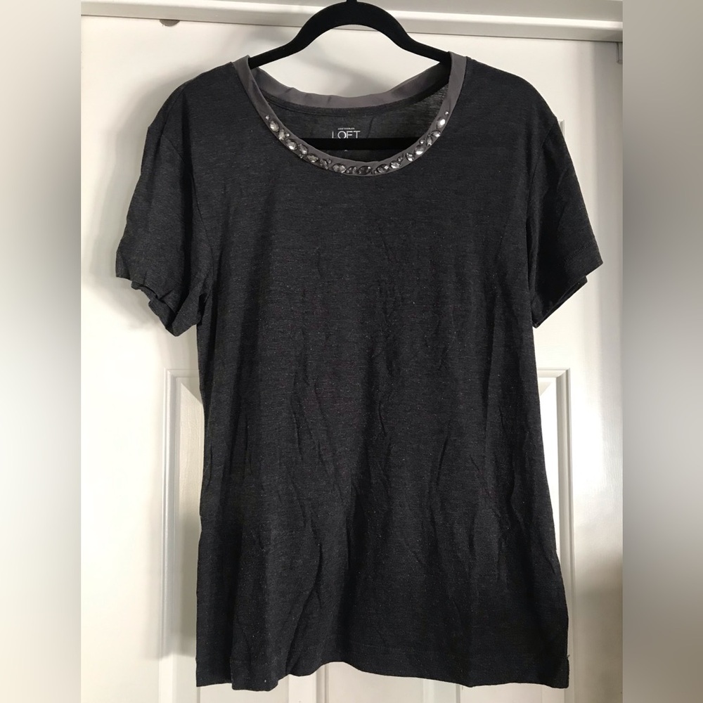 Loft t-shirt with a jeweled neckline size M